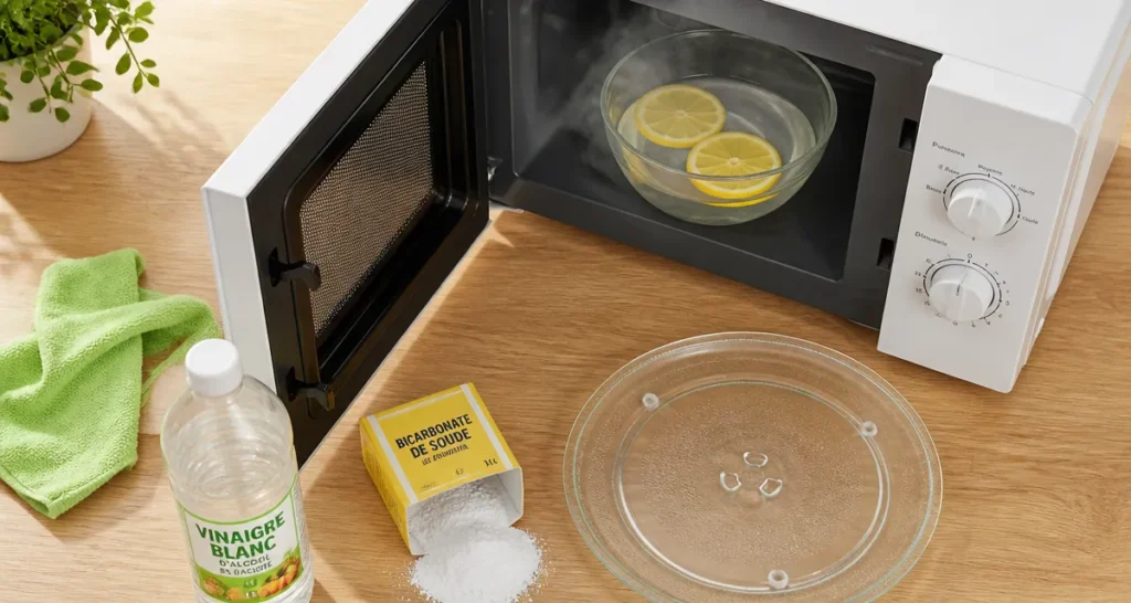 Nettoyage micro onde bol citron vinaigre bicarbonate