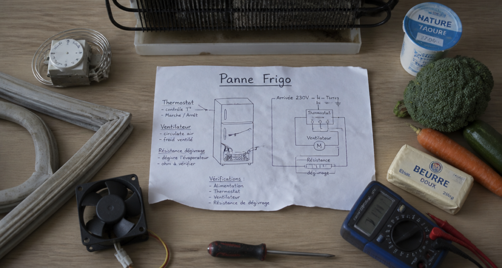 panne frigo outils causes aliments