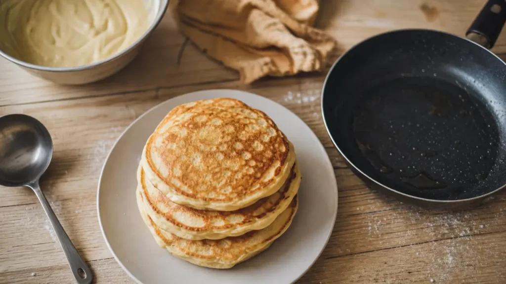 Pancakes recette fluffy maison, pile de pancakes dorés