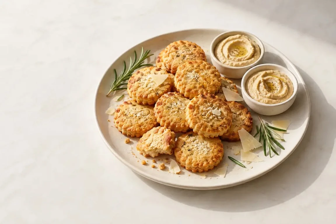 Biscuit salé recette : sablés au fromage dorés servis à l'apéritif