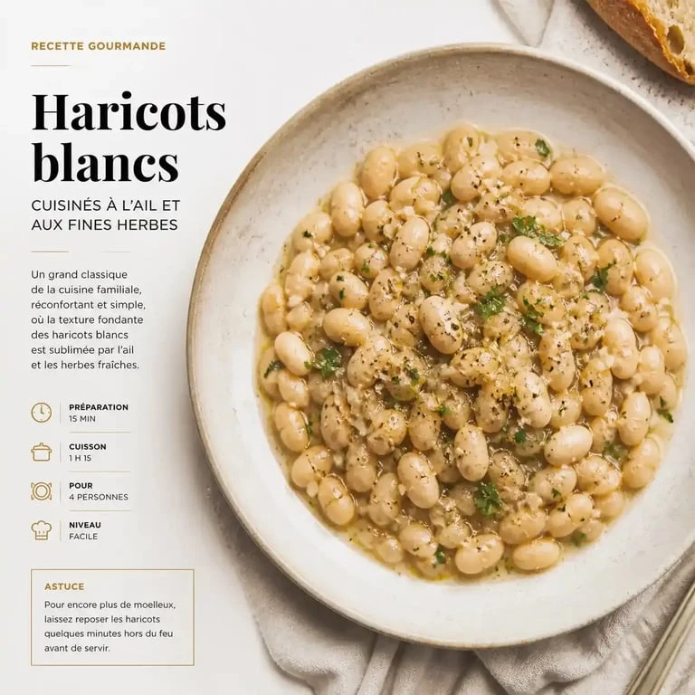 Haricots blancs congelés cuisinés dans une recette gourmande