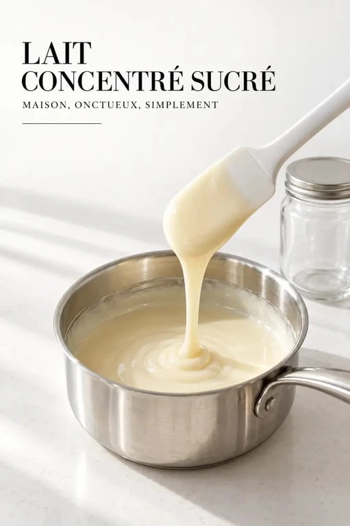 Recette lait concentré sucré maison en cours de préparation dans une casserole