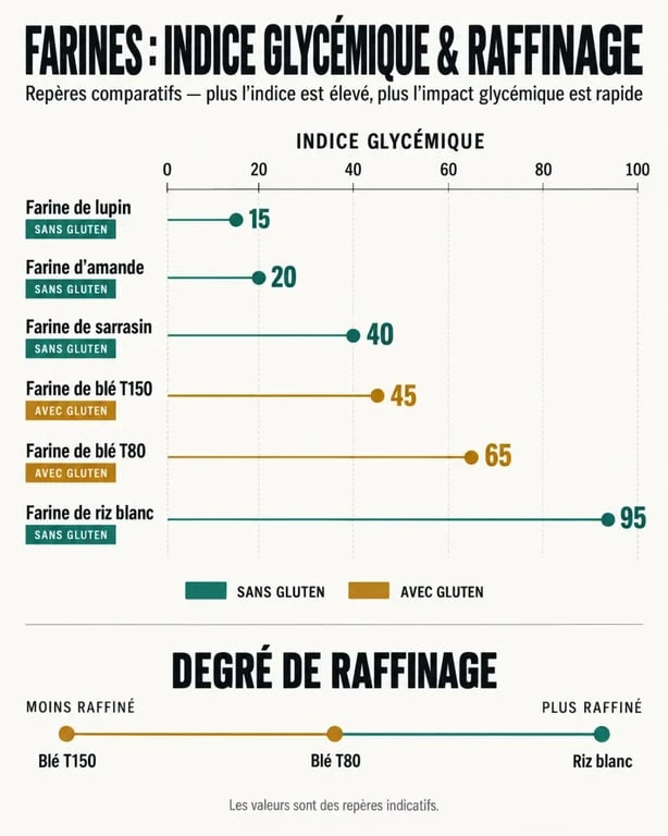 Meilleure farine : hiérarchie des farines selon l'indice glycémique et le degré de raffinage