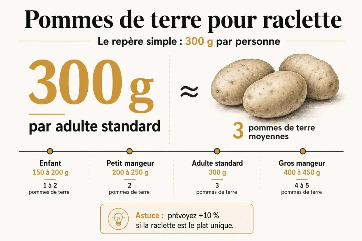 Combien de patate par personne raclette : repères de portions et équivalents pour une raclette
