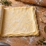 Meilleure pate feuilletée pur beurre, photo sur table en bois