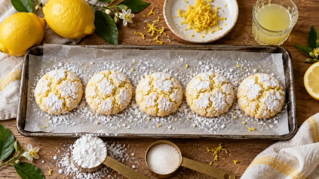 Recette biscuit au citron : biscuits au citron moelleux, sucre glace et zestes de citron