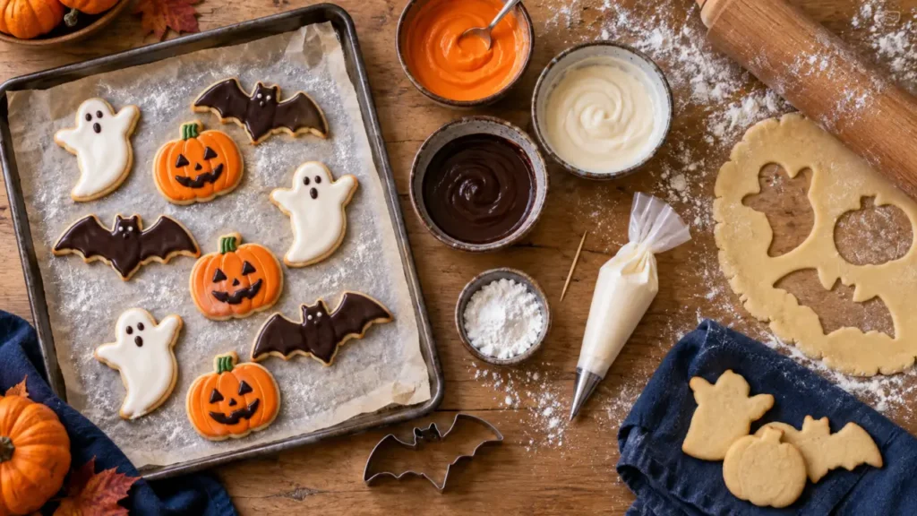 Recette biscuit halloween : sablés Halloween glacés sur plaque