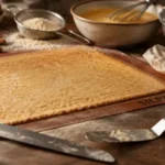 Biscuit joconde recette : plaque tiède étalée, œufs et meringue brillants