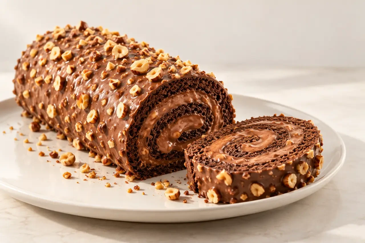 Recette biscuit roulé pour bûche Cyril Lignac au chocolat et aux noisettes