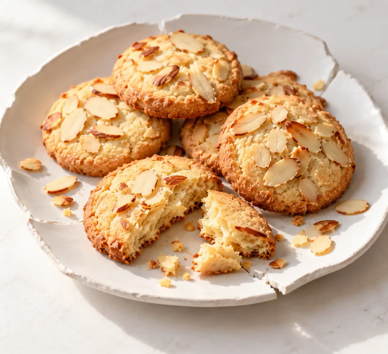 Biscuit au amande recette : sablés aux amandes dorés servis sur une assiette