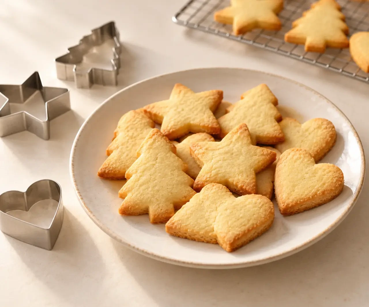 Recette de biscuit alsacien butterbredele doré sur une assiette