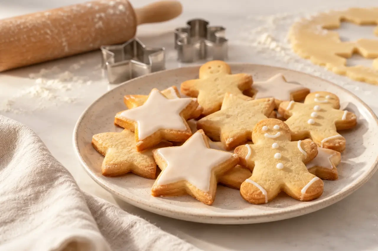 Recette du petit biscuit : petits sablés au beurre décorés sur une assiette