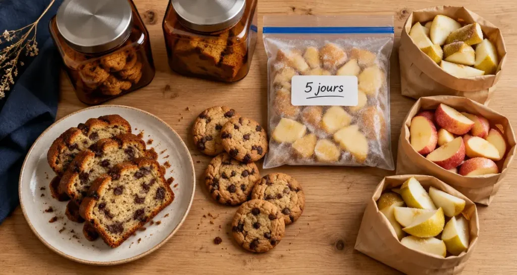 Goûter fait maison pour la semaine : 5 jours, portions congelées et étiquetées