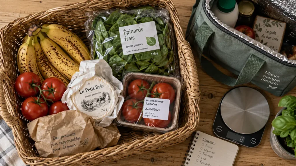 Panier anti gaspillage, fruits et dates “à consommer jusqu’au”