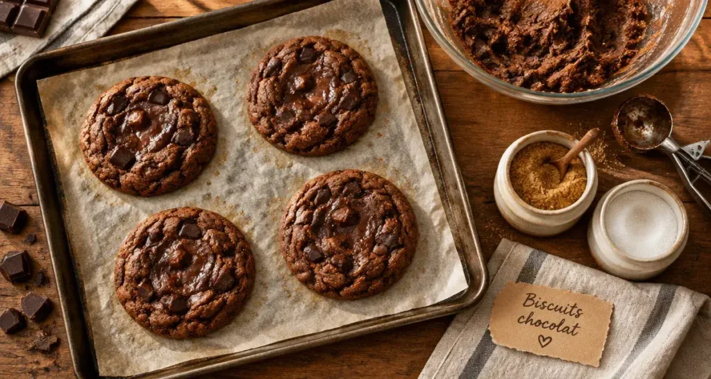 Recette biscuit chocolat moelleux : 190°C, biscuits au chocolat fondants