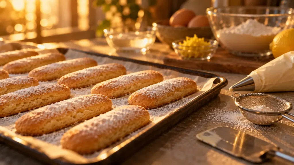 Recette biscuit cuillère moelleux dorés, pochés, sucre glace