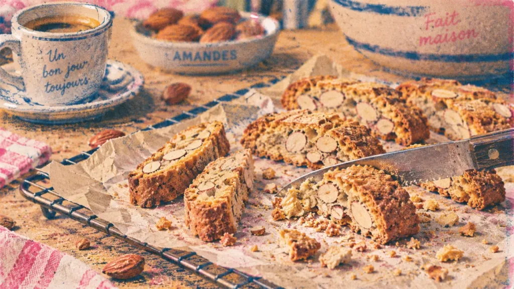 Recette de biscuit italien facile : cantucci aux amandes croustillants, cuisson 180 °C