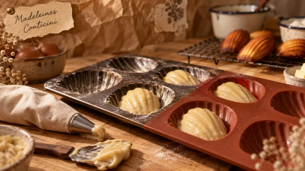 Recette biscuit madeleine Mercotte : pâte en moule, 6 minutes à 225°C