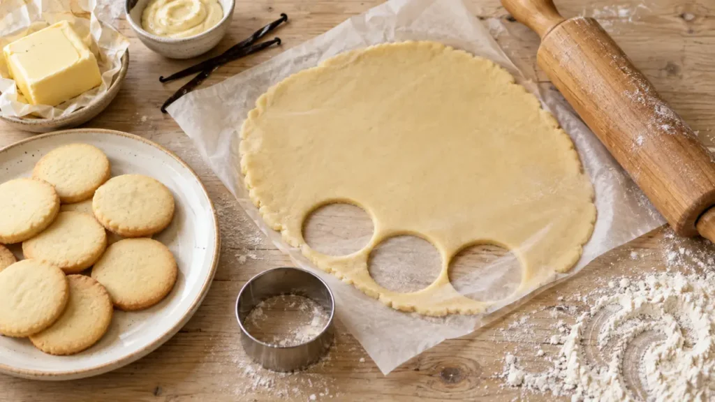 Recette biscuit sablé au beurre : pâte 5 mm et cuisson 170°C